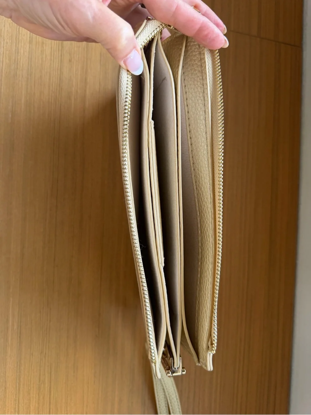 Elegant Women's Wristlet Clutch in Light Gold